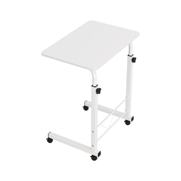 Fanno-Mobile Laptop Desk Adjustable Height Portable U-Shape with Wheels White