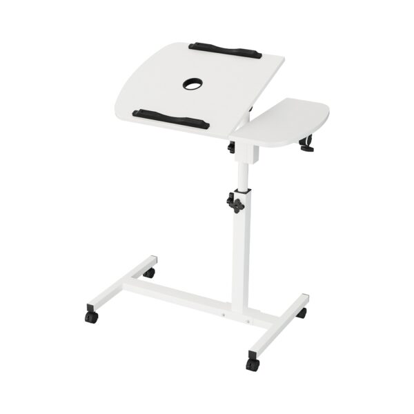 Fanno-Rotating Adjustable Laptop Desk with USB Cooler and Lockable Wheels White