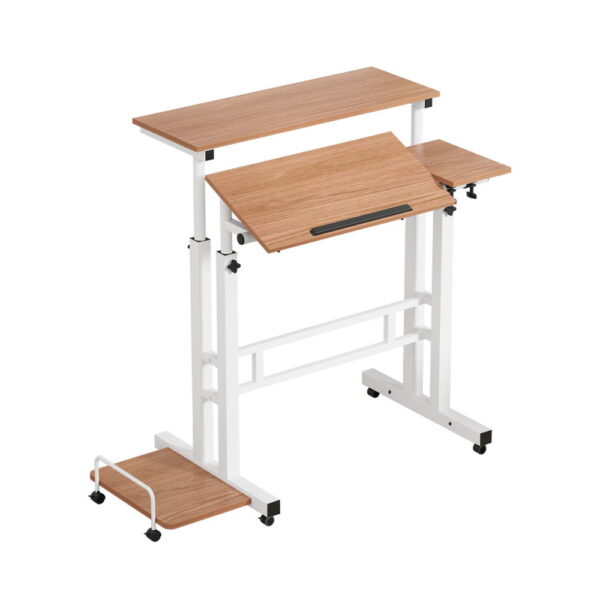 Fanno-Mobile Twin Laptop Desk Adjustable Height Light Wood Portable Workstation