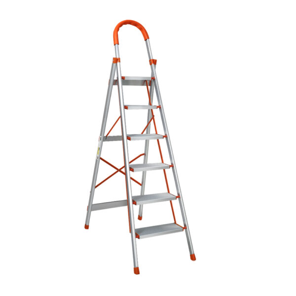 Fanno-6 Step Ladder Multi-Purpose Folding Aluminium Lightweight Non-Slip Safety Handle