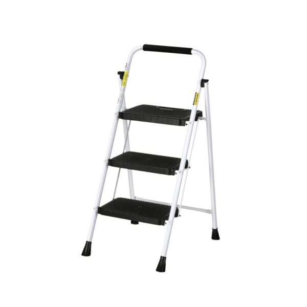 Fanno-3 Step Ladder Multi-Purpose Folding Steel Lightweight Non-Slip Safety Handle