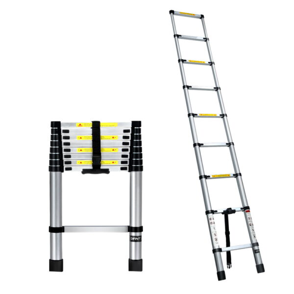 Fanno-Telescopic Ladder 2.6M Aluminium Extendable Lightweight Adjustable Height Portable