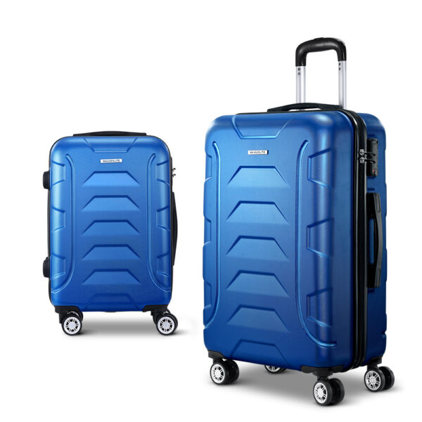 Fanno-Lightweight Hard Shell Luggage Trolley Set 2-Piece Travel Suitcase TSA Approved Blue