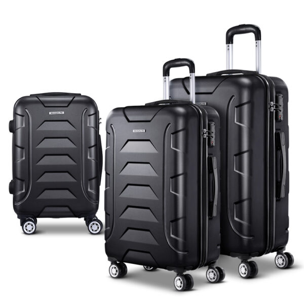 Fanno-3-Piece Lightweight Hard Shell Luggage Trolley Set with TSA Lock and Dual Wheels