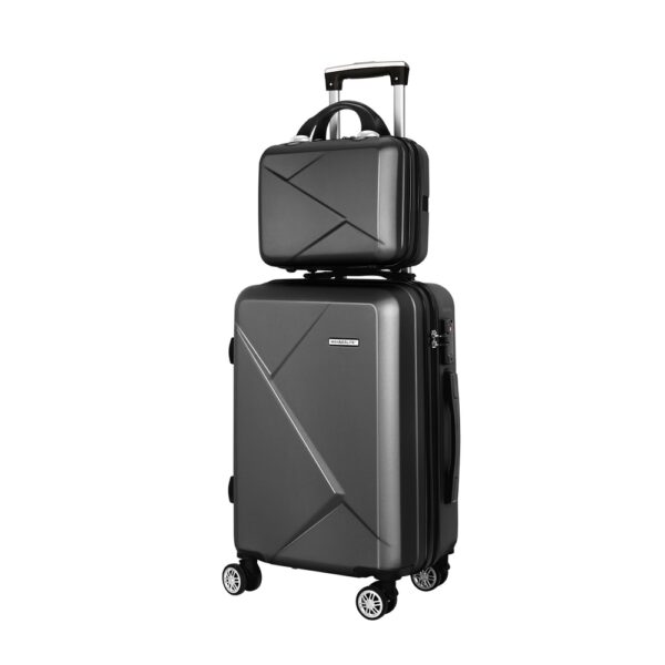 Fanno-2-Piece Hard Shell Luggage Set Lightweight Travel Suitcase with TSA Lock Black