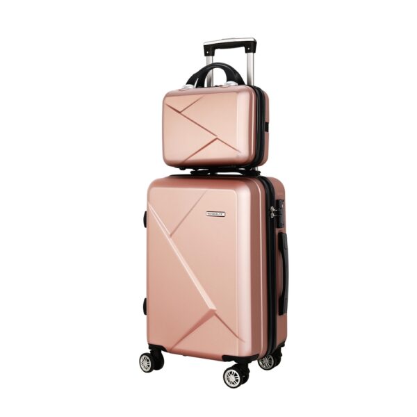 Fanno-2-Piece Hard Shell Luggage Set Lightweight Travel Suitcase with TSA Lock Rose Gold