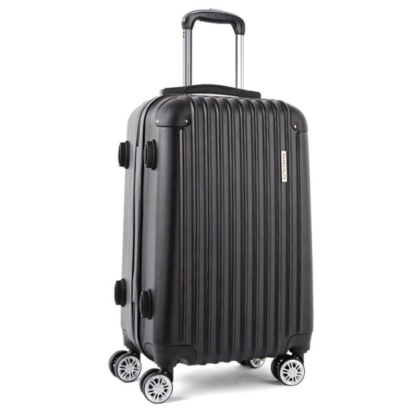 Fanno-28 Inch Lightweight Hard Shell Luggage Case with Dual Wheels and Code Lock Black