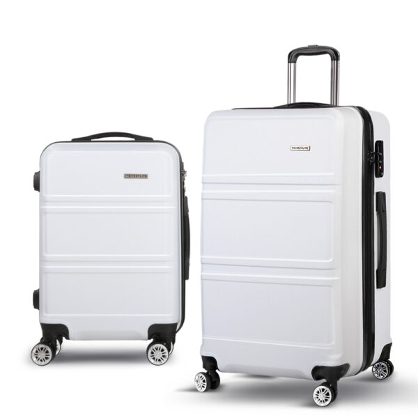 Fanno-2pc Hard Shell Luggage Set Lightweight Travel Suitcase with TSA Lock White