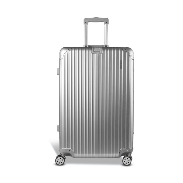 Fanno-28 Inch Lightweight Hard Shell Luggage Trolley with TSA Lock and Dual Wheels Silver