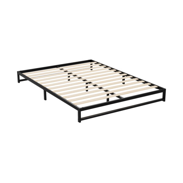 Fanno-Metal Bed Frame Double Size Low Profile Sturdy Steel Frame with Plywood Slats