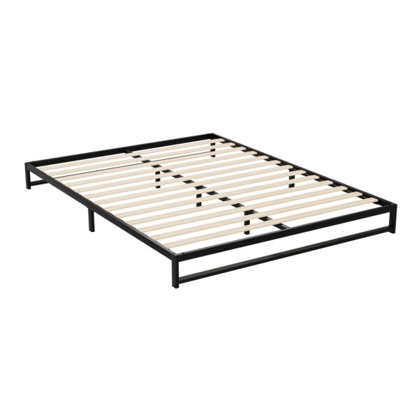 Fanno-Metal Bed Frame Queen Size Low Profile Rust Resistant Steel Plywood Slats