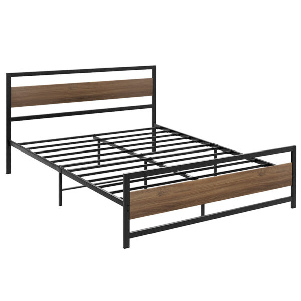 Fanno-Queen Size Metal Bed Frame with Industrial Design and Storage Space