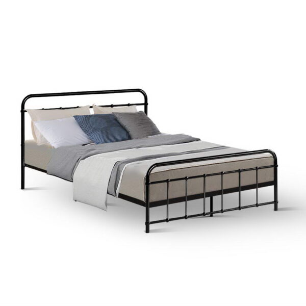 Fanno-Metal Bed Frame Double Size Black Country  with Storage and Support