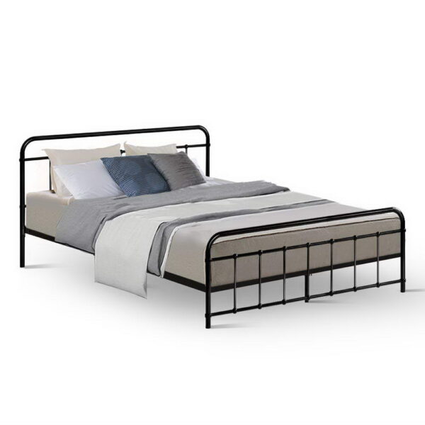 Fanno-Metal Bed Frame Queen Size with Storage Elegant Design Sturdy Steel Construction