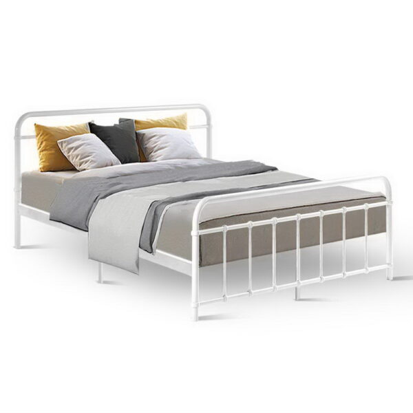 Fanno-Metal Bed Frame Queen Size with Storage Elegant Design Sturdy Steel Construction