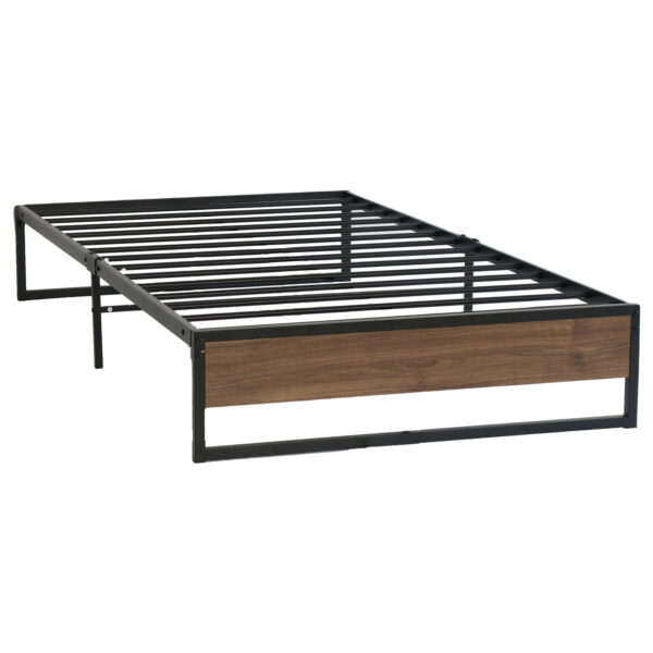 Fanno-Metal Bed Frame with Wood  for Single Mattress Industrial Design