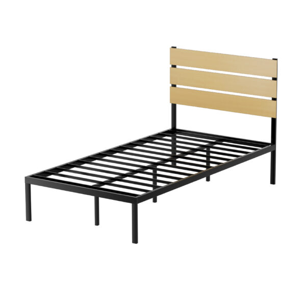 Fanno-Metal Bed Frame King Single Size with Storage Rustic  and Strong Support