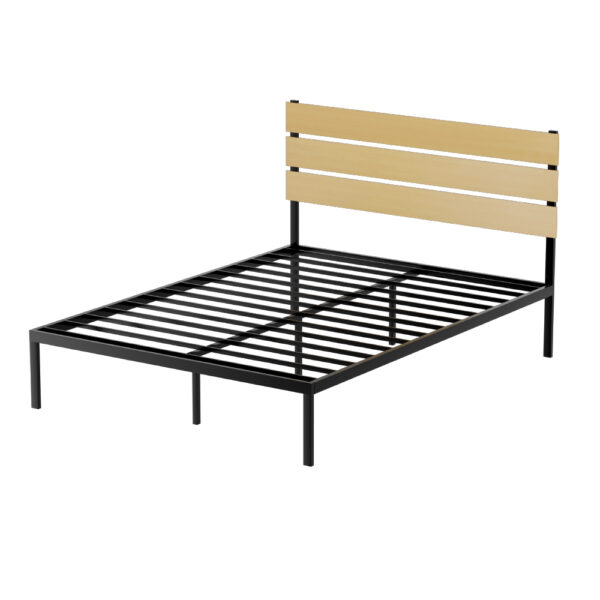 Fanno-Metal Bed Frame Queen Size Rustic  with Storage Space and Strong Support