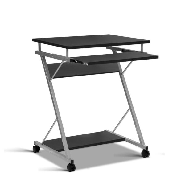 Fanno-Computer Desk with Shelf and Keyboard Tray for Home Office Black 60CM