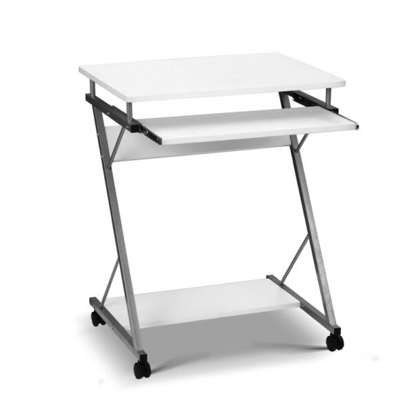 Fanno-Computer Desk with Shelf and Keyboard Tray for Home Office Study White