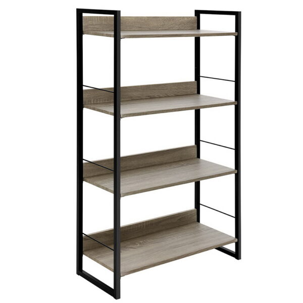 Fanno-4-Tier Display Shelf for Books and Collectibles with Metal Frame and Wood Finish