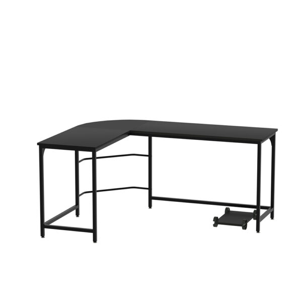 Fanno-L-Shaped Computer Desk with CPU Stand Space-Saving Design for Home Office Black