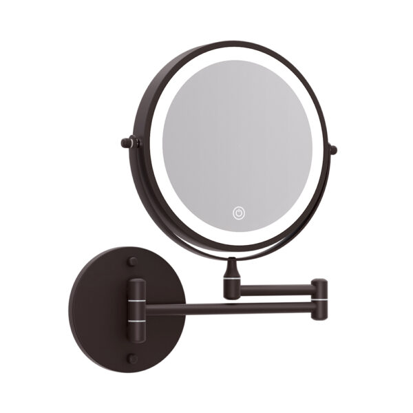 Fanno-Extendable Makeup Mirror 10X Magnifying LED Touch Control Brown for Bathroom Vanity