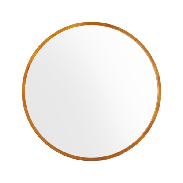 Fanno-Round Wall Mirror 80cm Wooden Frame Premium Clarity Easy Installation Home Decor