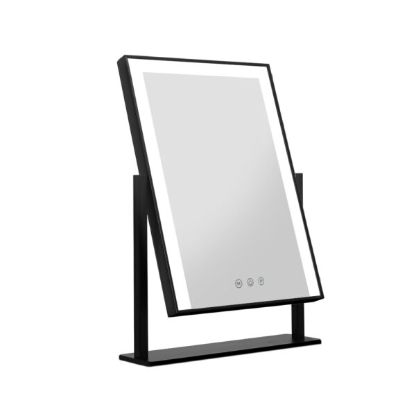 Fanno-Standing Makeup Mirror with LED Light Adjustable Brightness and Colour Black