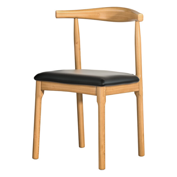 Fanno-Dining Chair Rubber Wood PU Leather Seat Stackable Classic Design Black