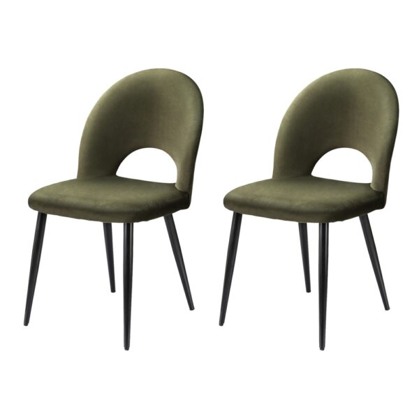 Fanno-Dining Chairs Set of 2 Velvet Upholstered Green Plywood Frame Comfortable Design