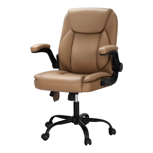 Fanno-Massage Office Chair with Vibration Massage PU Leather Mid Back Adjustable Height