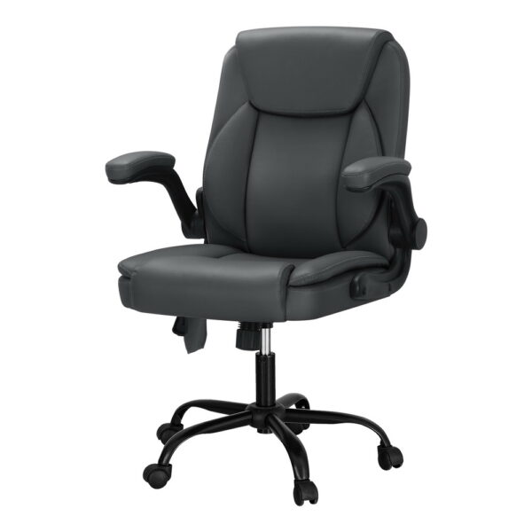 Fanno-Massage Office Chair with Vibration Massage PU Leather Mid Back Grey Comfort