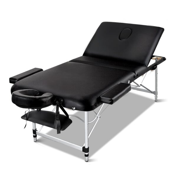 Fanno-Portable Massage Table Adjustable Height Aluminium 3 Fold Bed with Carry Bag