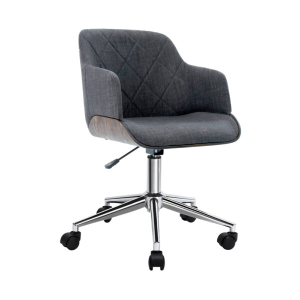 Fanno-Wooden Office Chair with Fabric Seat and Chrome Base for Home or Office Use