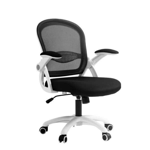 Fanno-Contoured Mesh Office Chair with Adjustable Height and Flip-Up Armrests