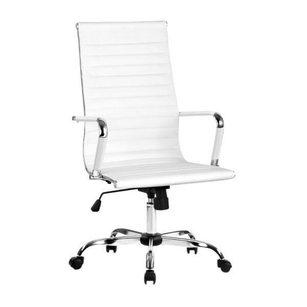 Fanno-Office Chair PU Leather Executive Work Computer Seat High Back White