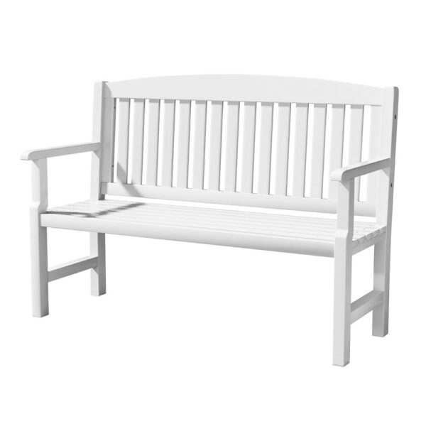 Fanno-Outdoor Garden Bench Wooden 2 Seater Patio Furniture Weather Resistant White