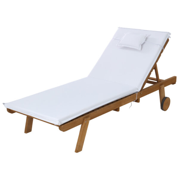 Fanno-Wooden Sun Lounger Outdoor Furniture with Adjustable Backrest and Wheels