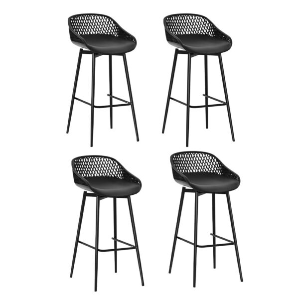 Fanno-Outdoor Bar Stools Set of 4 Weather Resistant Adjustable Height Dining Chairs Black