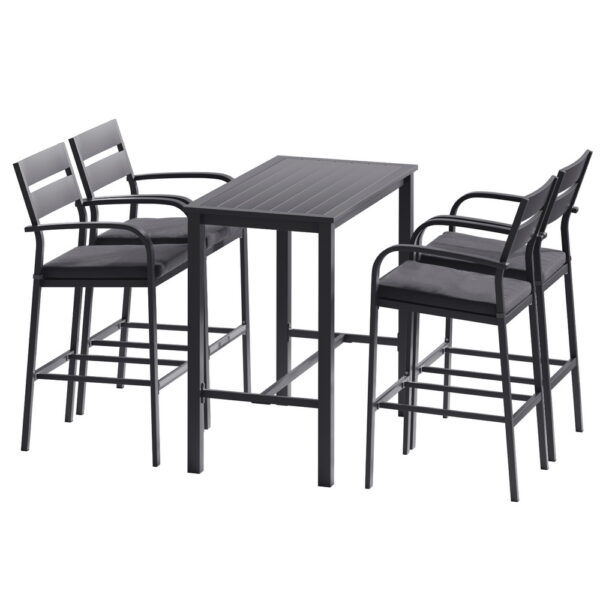 Fanno-Outdoor Bar Set 5-Piece Patio Dining Chairs Aluminium Table Stools