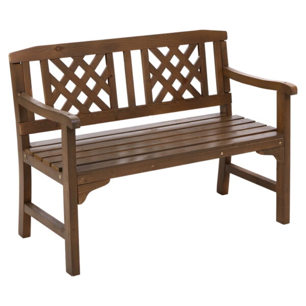 Fanno-Wooden Garden Bench for Outdoor Indoor Use Natural Fir 2 Seat Patio Furniture