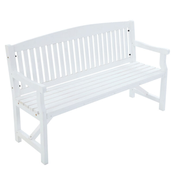 Fanno-Wooden Garden Bench 3 Seater Outdoor Furniture Rot Resistant White Fir Wood