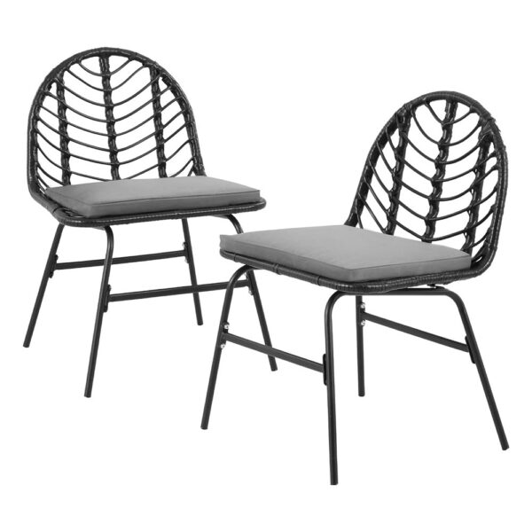 Fanno-Outdoor Chairs Patio Furniture Wicker Lounge Black 2x Size 150kg