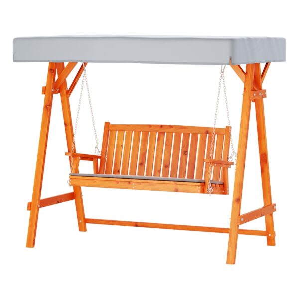 Fanno-3 Seater Canopy Swing Chair Outdoor Garden Bench with Removable Cushions