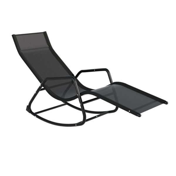 Fanno-Rocking Lounge Chair Outdoor Lounger Weather Resistant Steel Frame Textilene Fabric