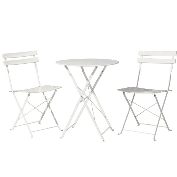 Fanno-Outdoor Bistro Set 3 Piece Steel Table and Chairs Weather Resistant Patio Furniture