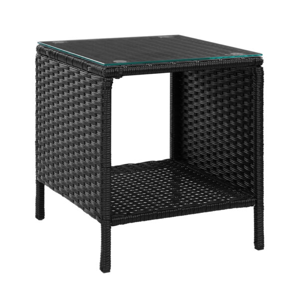 Fanno-Wicker Coffee Side Table for Outdoor Indoor Use Weather Resistant Black Rattan