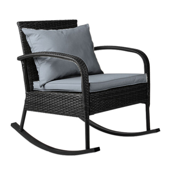 Fanno-Outdoor Rocking Chair Weather-Resistant Cushions Indoor Outdoor Use Black