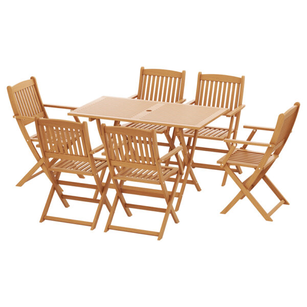 Fanno-Outdoor Dining Set 7 Piece Acacia Wood Table and Chairs for Patio and Backyard